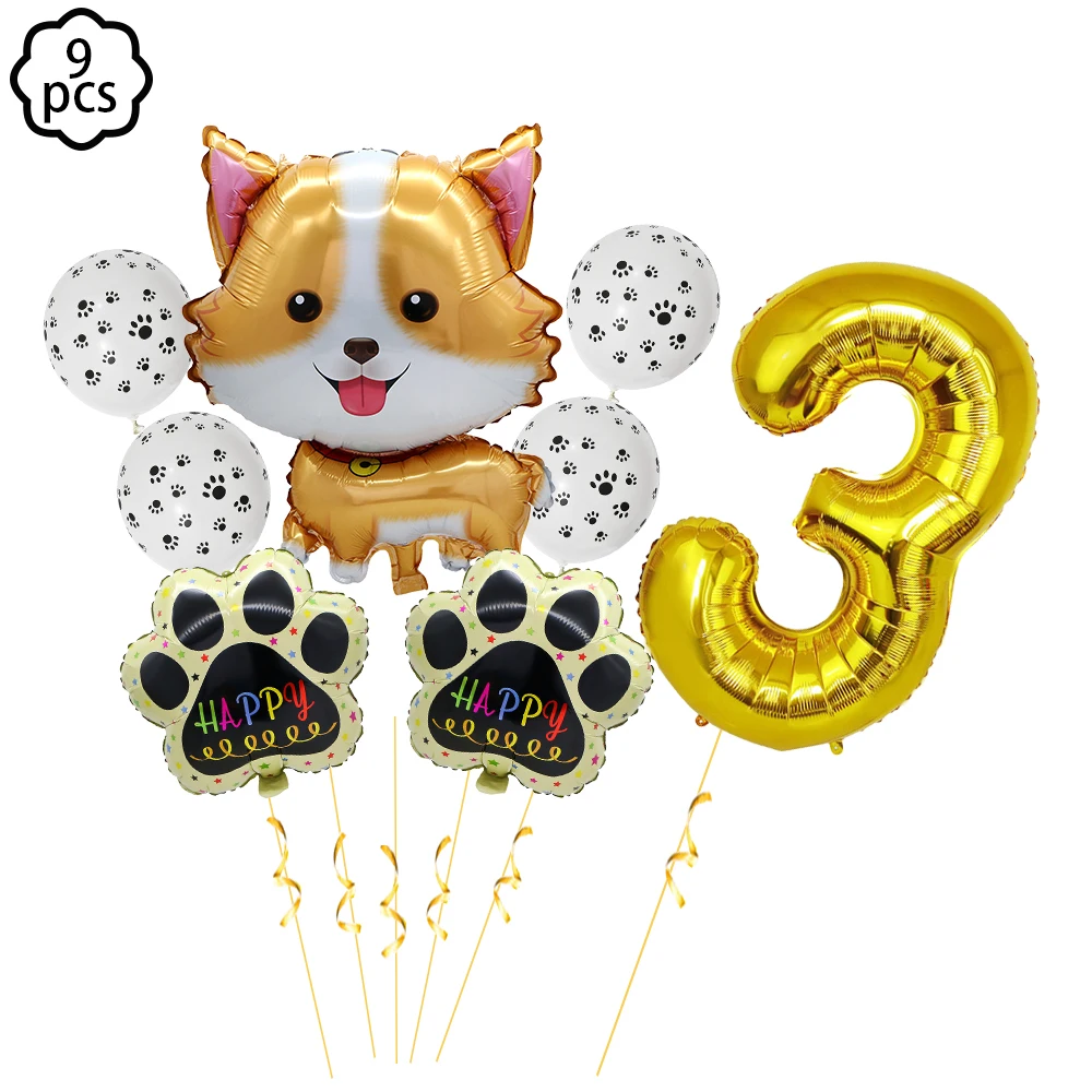 Corgi Husky Helium Balloon Pet Dog Balloon Pet Paw Bone Balloon puppy dog Birthday Party Decoration Let\'s Pawty Party Decoration