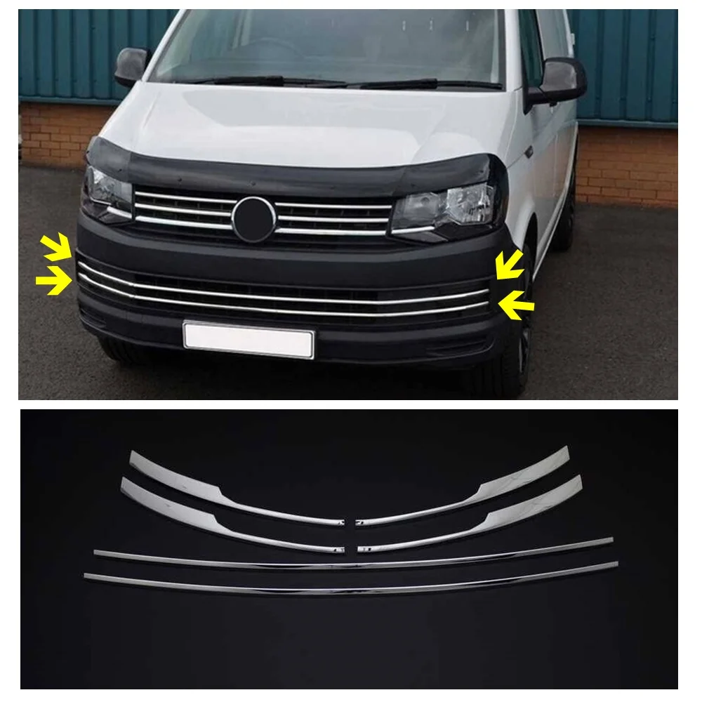 

For VW Transporter T6 Trendline Chrome Front Grille Lower Trim 6 Pcs 2015-2019 Models. Stainless Steel. A+ Quality. Accessories