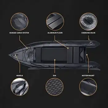 Ikuby 雙人充氣釣魚皮划艇 PVC 船 - 130 x 43 x 11.8 英寸 8 最佳銷售 雙人充氣獨木舟 - №6