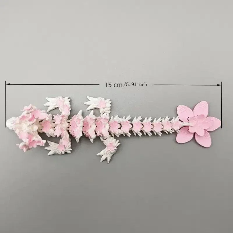 Rosa-weißes Kirschblüten-3D-gedrucktes Drachen-Mini-Modell, Desktop-Schlafzimmer-Dekoration, Halloween-Weihnachts-Geburtstagsgeschenk – Detail 2