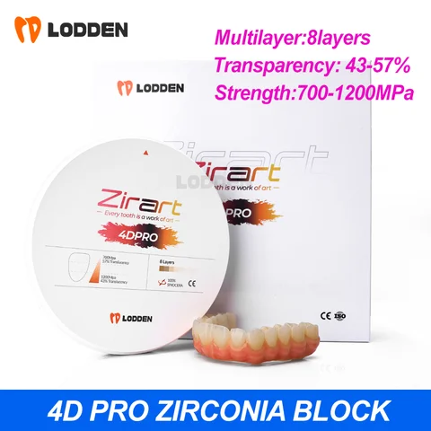 4D Pro Dental Zirconia Block 98x10-25mm Multilayer Zirconia Disc Dental Lab CAD CAM Open System Material