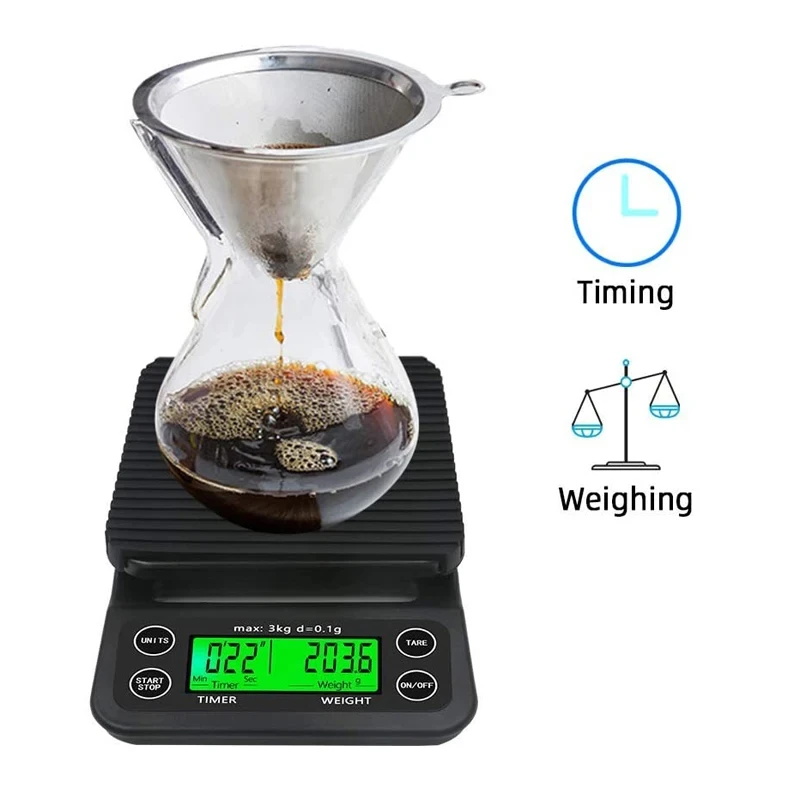 Picture 5: Digital Coffee Scale with Timer LED Screen Weighing Scale 5kg/0.1g Coffee Brewing Timer Scale Kitchen Tool
