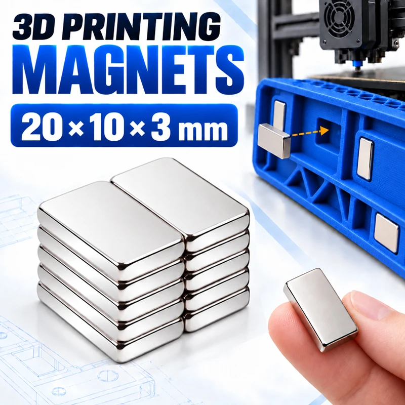 20x10x3mm Rectangular Neodymium Magnets For Bambu Lab 3D Printing Embedded Magnet DIY Tool Holder Storage Box Magnetic Projects