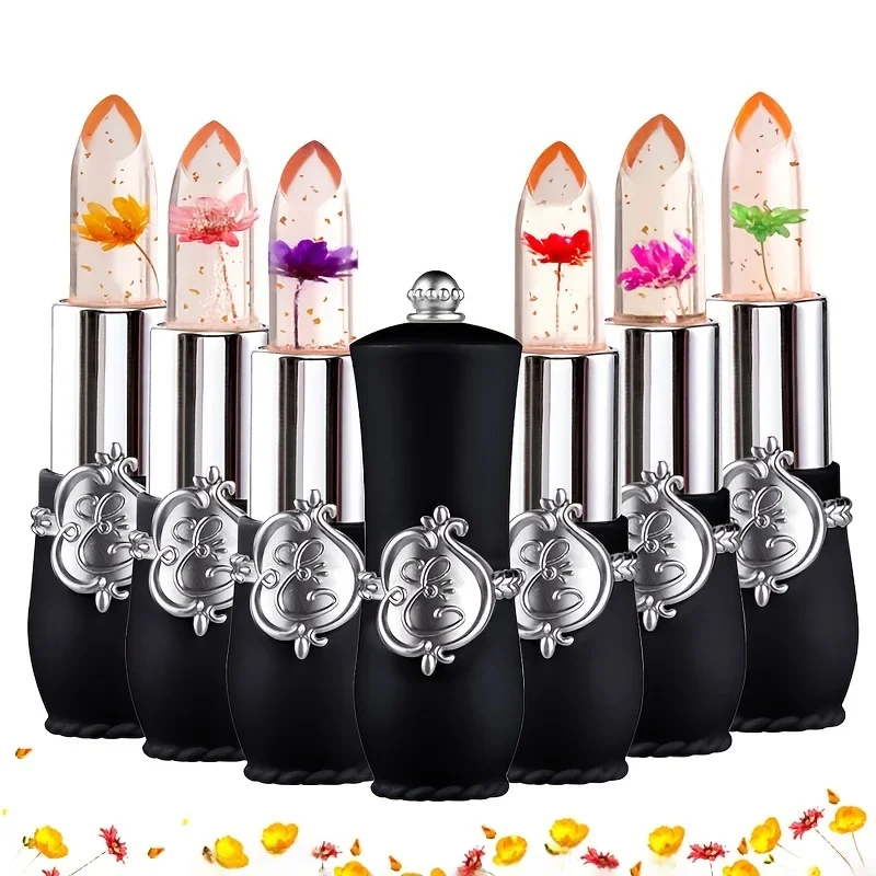 Conjunto De Batom De Geléia De Flor, Hidratante De Mudança De Temperatura, Bálsamo Labial De Longa