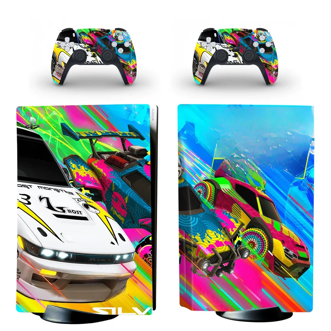 Jeu Rocket League PS5 disque peau autocollant couverture pour Console et 2 contrôleurs PS5 disque peau vinyle