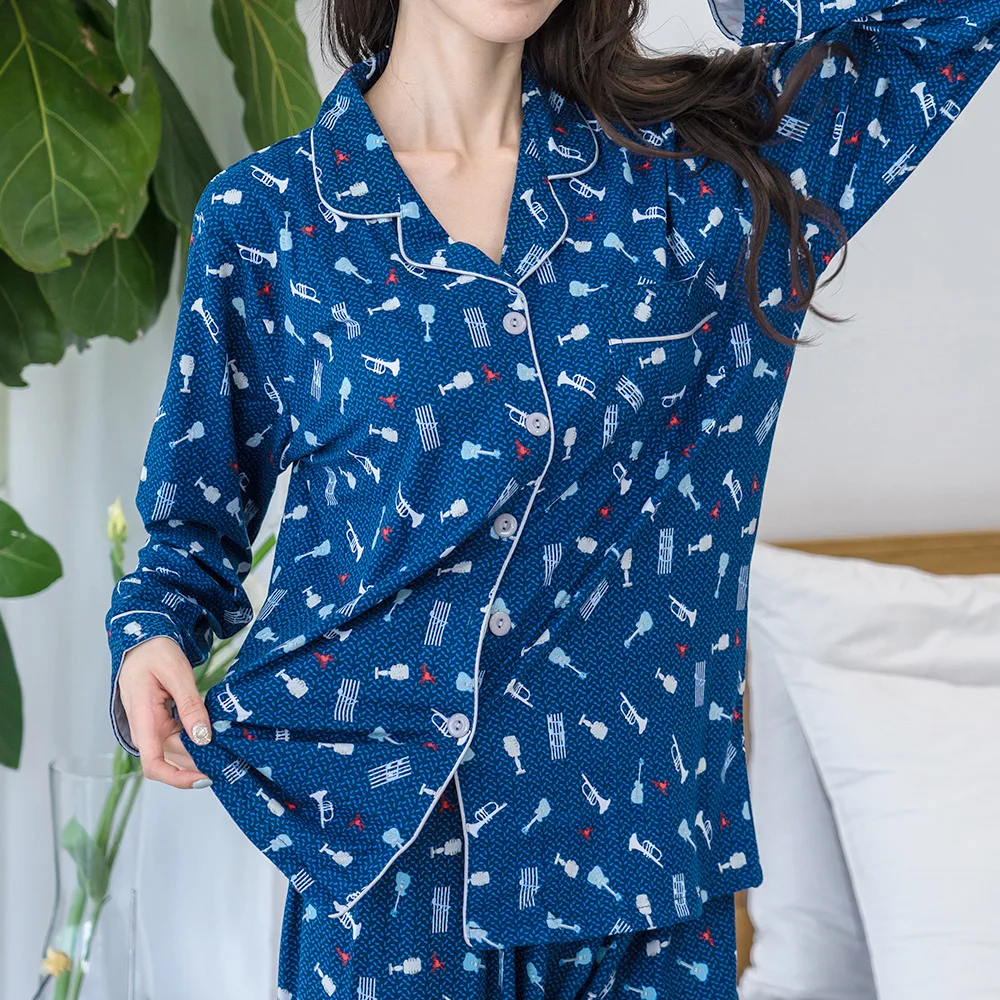 AONE Couple's Fleece-Backed Long Sleeve Collar Pajama Set, Lightweight Fleece Sleepwear, Matching Homewear for Couples