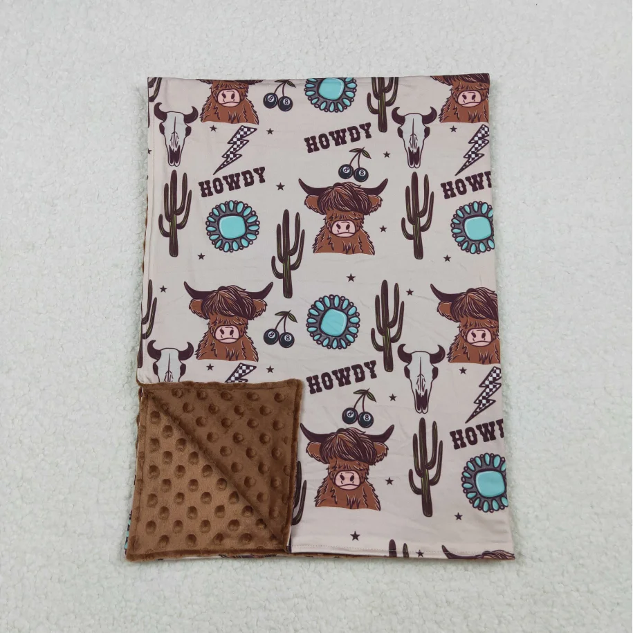 

Детское одеяло в стиле вестерн с принтом Highland Cow Cactus Howdy BL0153