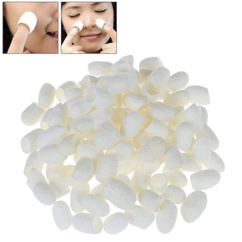 100 stks/set Hot Koop Biologische Natuurlijke Zijde Cocons Zijderups Ballen Gezicht Huidverzorging Scrub Zuiverende Acne Anti Aging Whitening - afbeelding 2