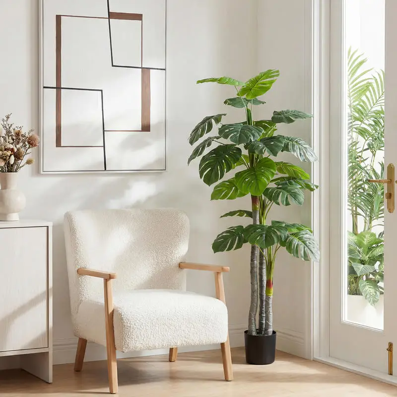 Arbre Artificiel Plante Artificielle Monstera H.1,5 m Tronc Branches Lichen Feuilles de Tortue Grand réalisme Pot Inclus