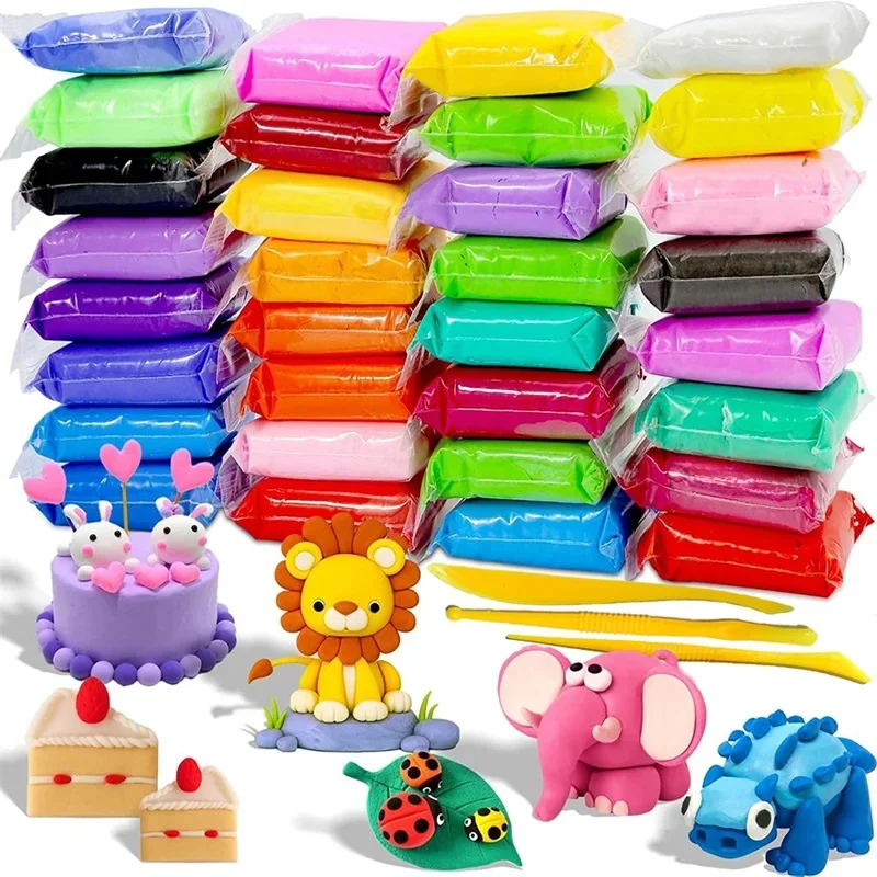 Ensemble d'argile séchée à l'air, 12/24/36 pièces, argile de couleur, artisanat de bricolage, argile plastique Ultra légère avec outils de sculpture, cadeaux pour amis et enfants