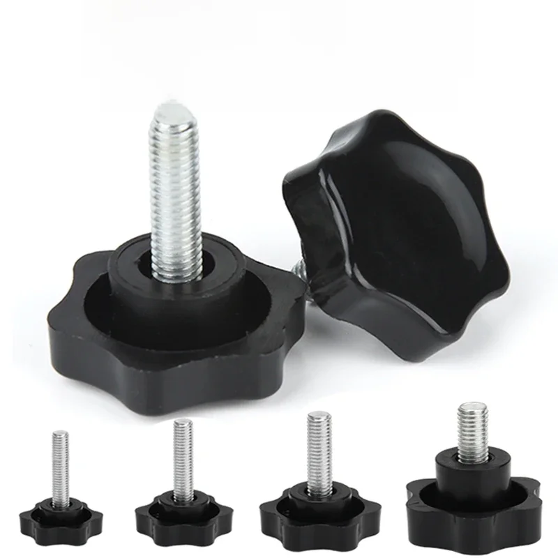 Vis à pouce en forme d'étoile M4 M5 M6 M8 M10 M12, poignée en plastique prune, vis de serrage à la main, écrous de serrage, bouton mécanique en acier au carbone