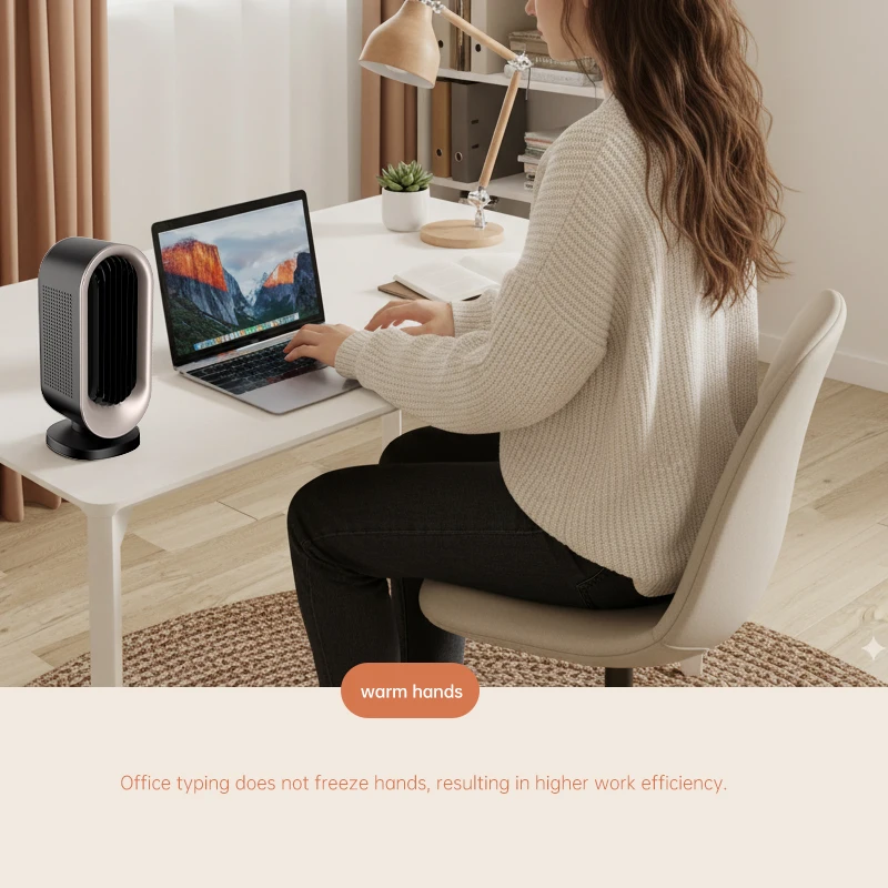 1200W PTC Ceramic Desktop Heater Space Heater Silent Low-Energy No Glowing with Overheat Protection Fireproof Material Tip-Over Power-Off for Home Office Living Room Bedroom Outdoor Travel White Gray view 4