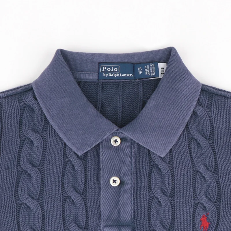 قميص بولو رالف لورين المحبوك للنساء باللون الكحلي 211891579