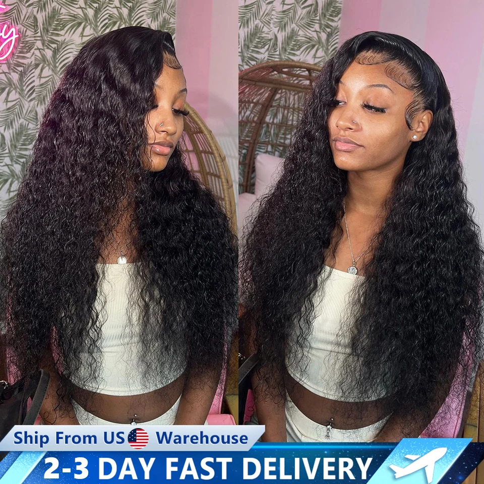 13x4 Glueless Lace Front Human Hair Wigs Brazilian Deep Wave Frontal Wig 13x6 Lace Frontal Curly Human Hair Wigs