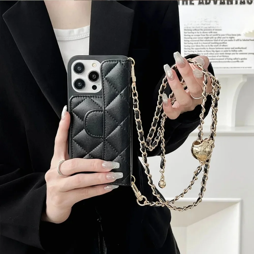 Crossbody verstelbare lanyard telefoonhoesje voor iPhone 16 15 14 Plus Air 17 13 12 11 Pro Max portemonnee kaarthouder lederen hoes - afbeelding 2