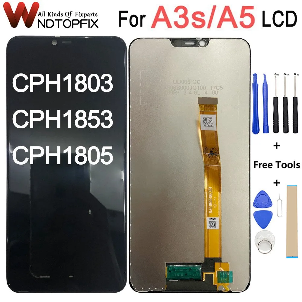 

6.2"For OPPO A3s LCD Touch Screen Digitizer Assembly Replacement CPH1809 CPH1851 PBAM00 PBAT00 PBBM30 For OPPO A5 AX5 LCD Screen
