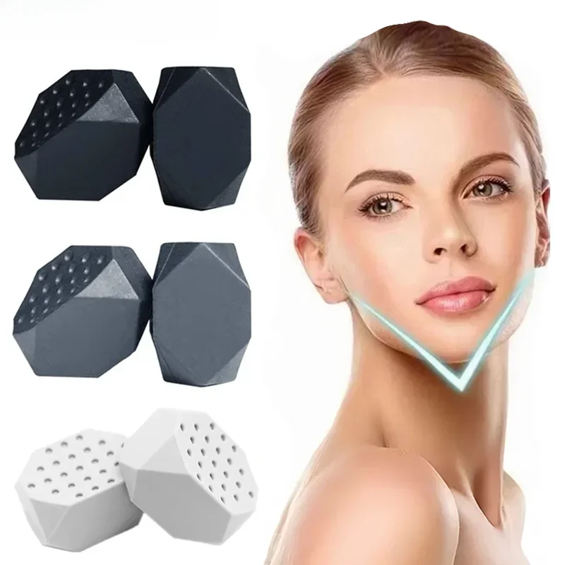 2 pièces 50/60Lbs exercice de mâchoire réfini Jawline formateur Double menton Jawliner Mastication du visage morsure musculaire Anti-stress visage Fitness balle