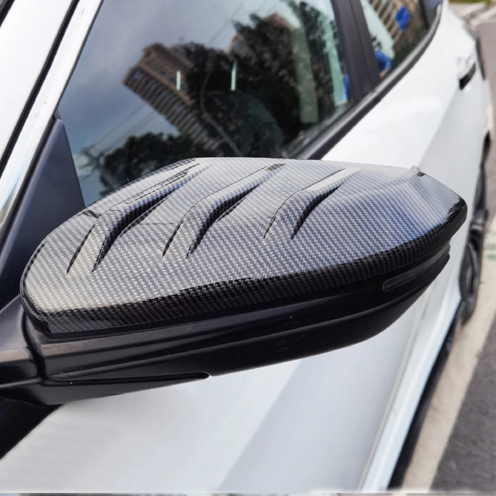 2pcs Carbon Grain Car Side Door Rear View Mirror Cover Cap Add-on For Honda For Civic 2016-2020 Car Rearview Mirror Cap Covers