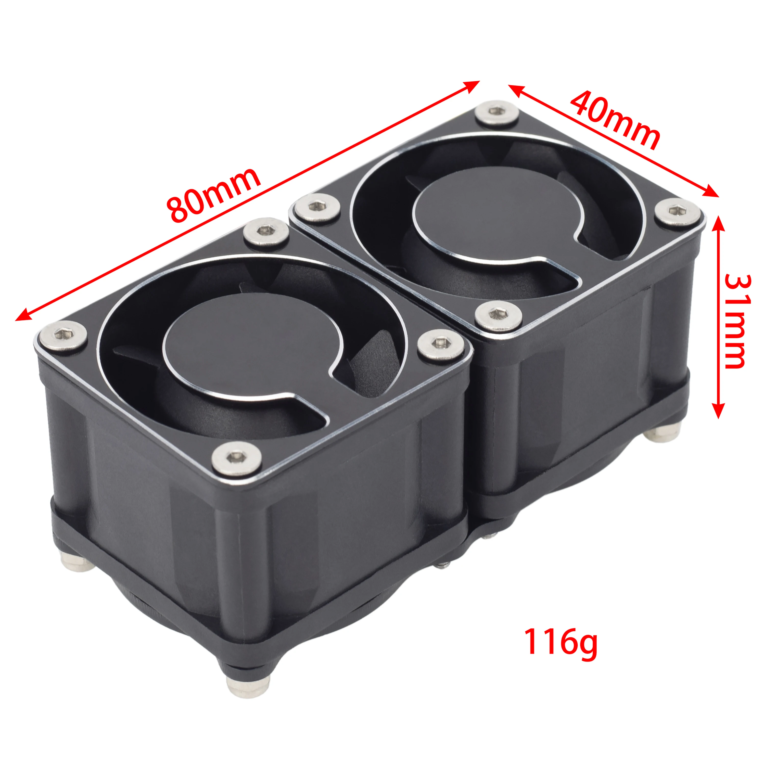 Meus Racing Motor Heatsink 4028 High Speed Cooling Fan Dual Fans 12V Aluminum Fan Cover DIY Kits for ARRMA Axial RC Car