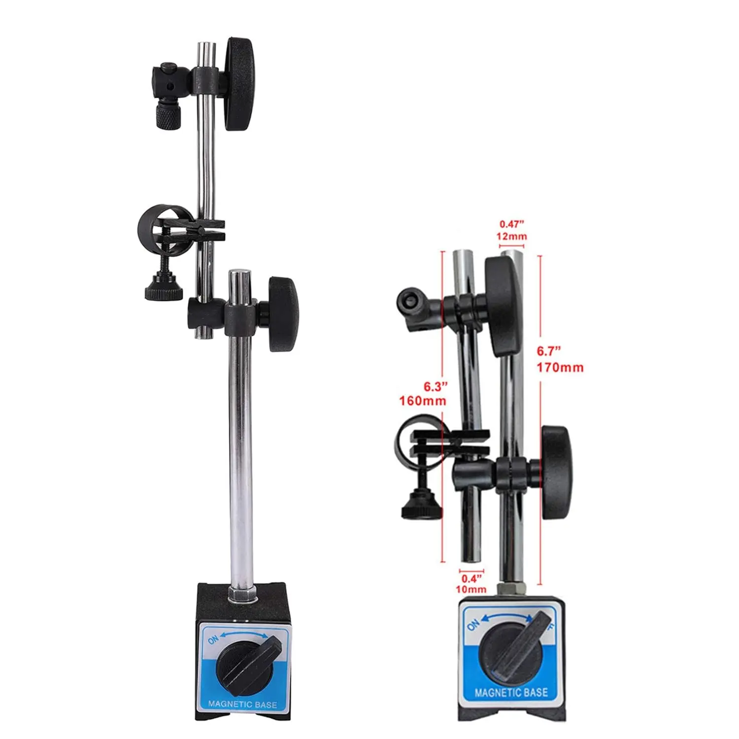 Imagem -03 - Indicador de Mostrador Magnético de Braço Longo Suporte Base com Ajuste Fino Calibre Profissional 010 mm 001 mm 60kg
