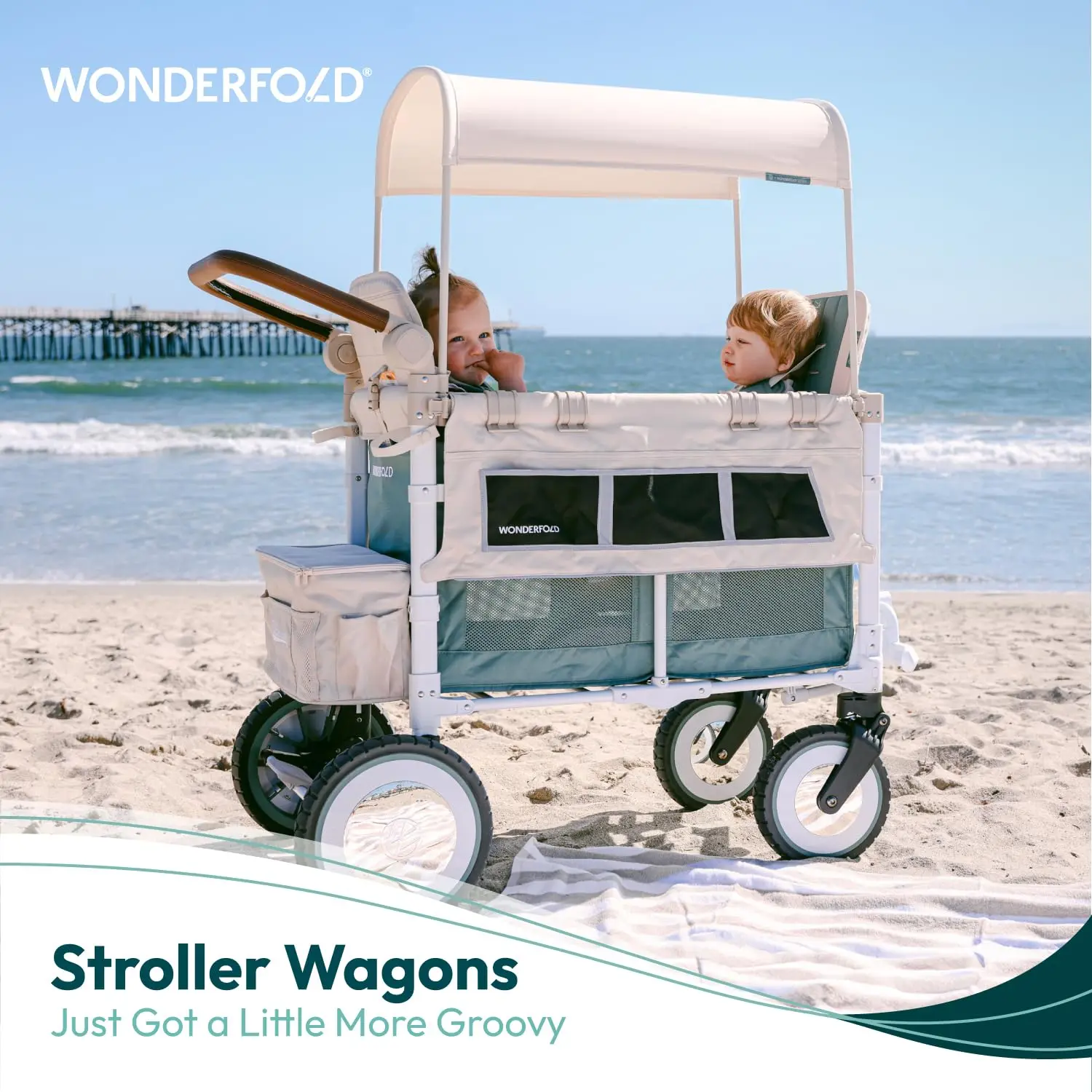 Echtes Angebot volks Kinderwagen wagons (2-Sitzer) zusammen klappbar mit klassischer VW-Stoßstange, Scheinwerfern und Retro-All-Errain-XL-Rädern