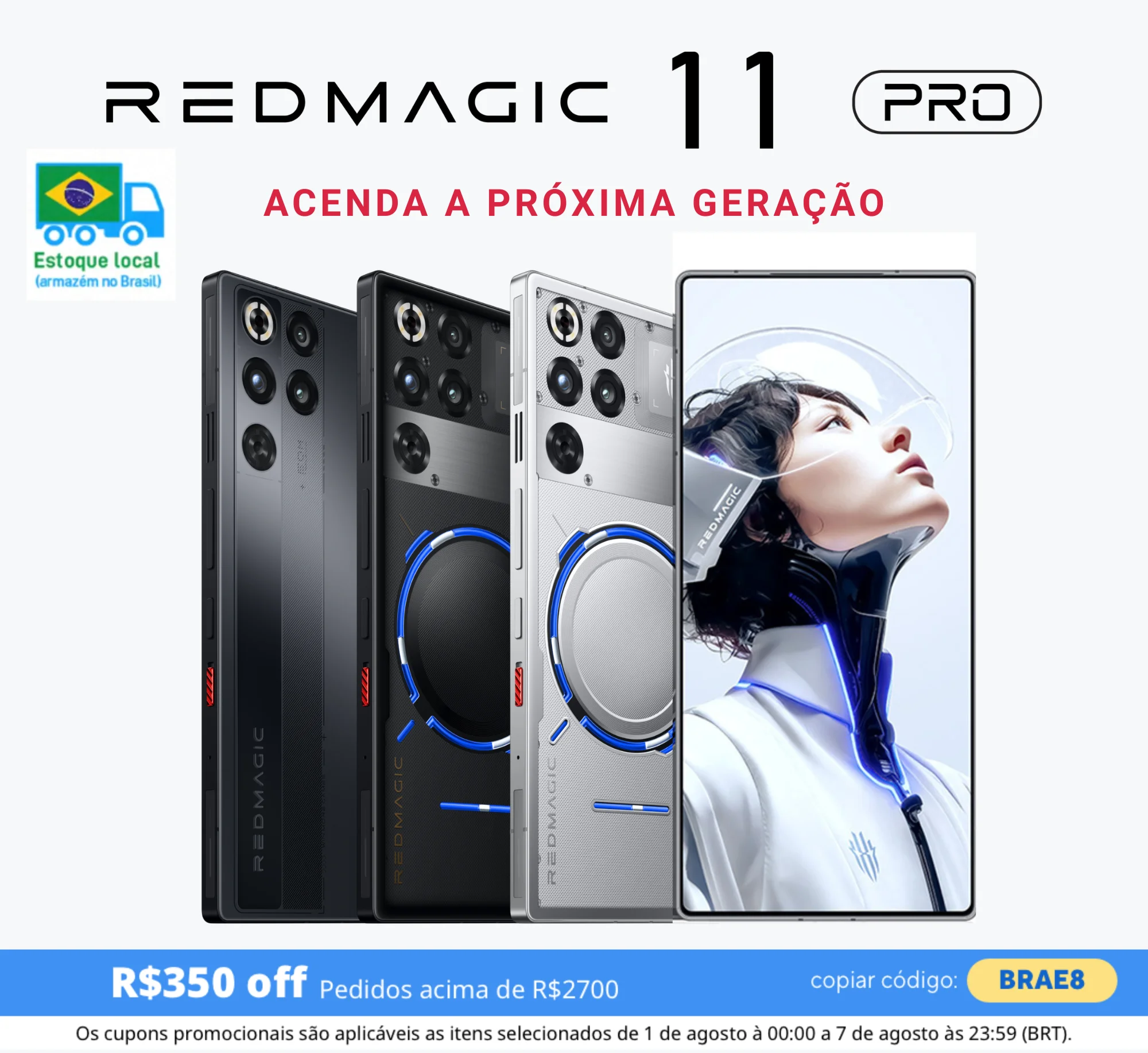 Celular REDMAGIC NX789J 11 Pro,Snapdragon 8 Elite Gen 5 256/12, Resfriamento Líquido, 7500mAh, IPX8