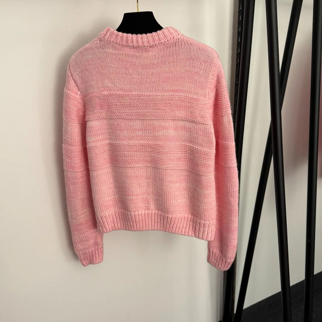 

Pink Marled Knit Oversized Sweater, Soft Textured & Trendy Pullover with Comfortable Fit for Women's Casual Fashion Looks