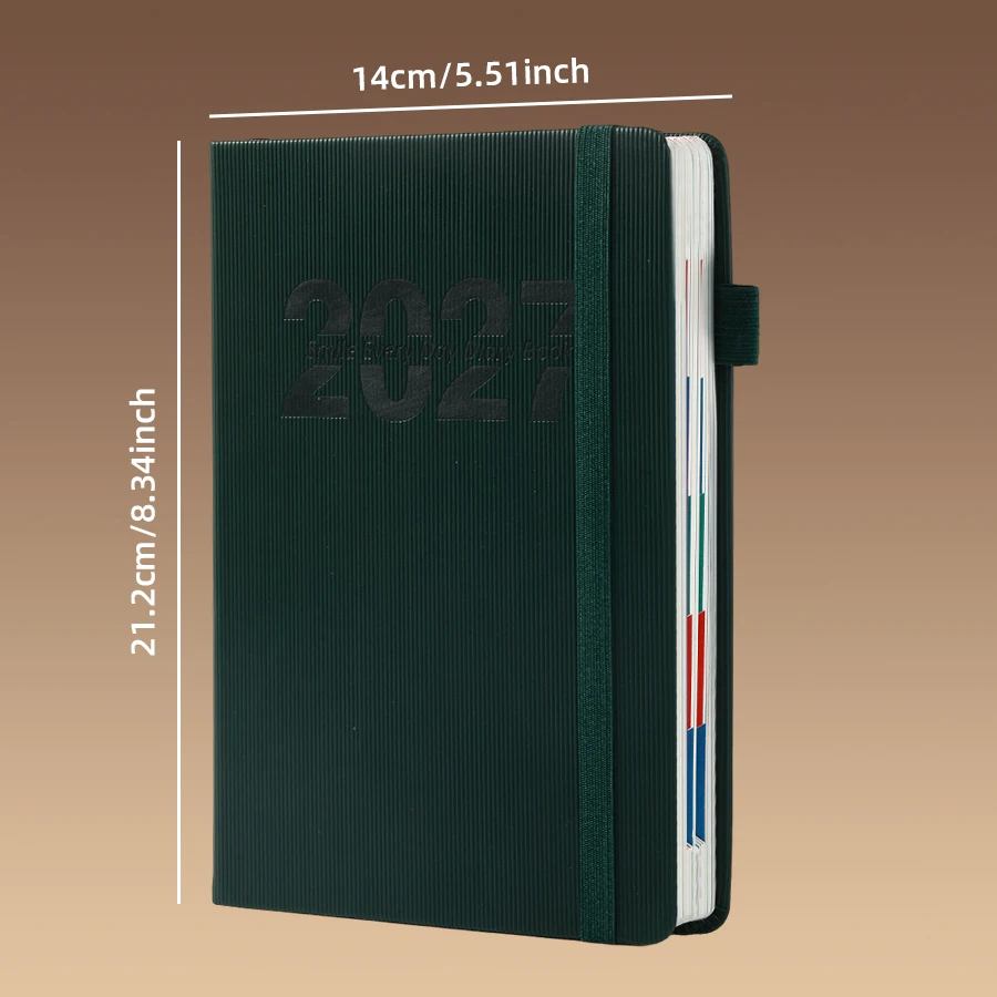 2027 Neuer Terminplaner PU-Leder Notizbuch 365 Tage Tagesplaner Eine Seite pro Tag Zeitmanagement-Journal 320 Seiten Terminplanungsbuch – Detail 2