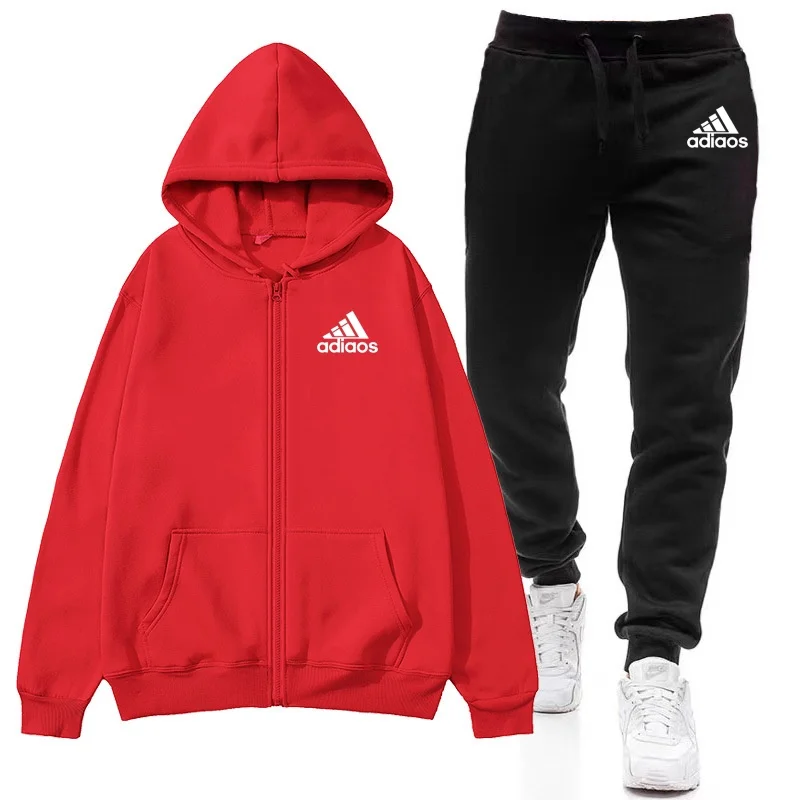 Fashion baru Tracksuit 2024 pria Zip Hoodie + Celana Set pakaian pria pakaian Gym lari Jogger pria setelan olahraga musim dingin