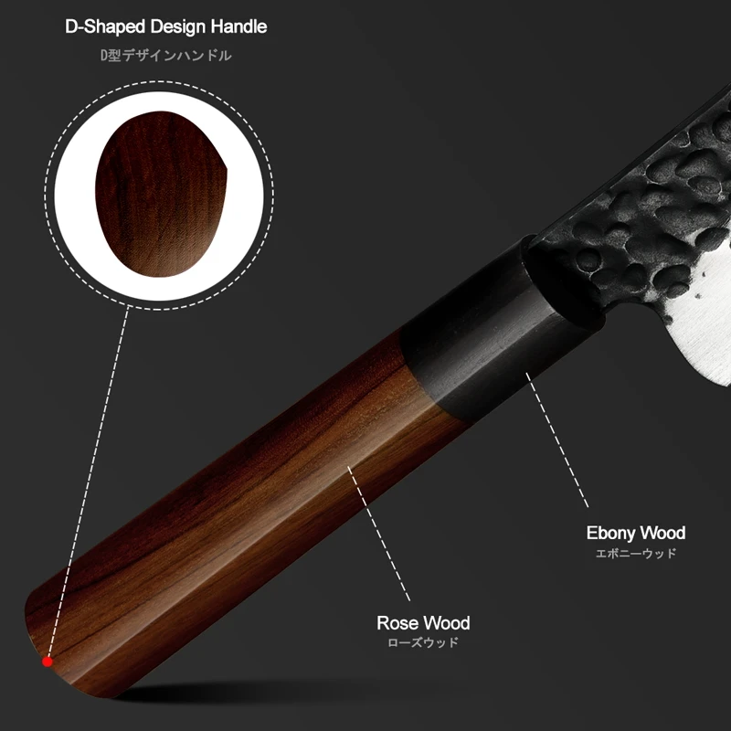 Japanese Santoku Knife Chef Kitchen Knives High Carbon 440C Stainless Steel Cleaver Vegetables Cooking Tools Rose Wood Ebony NEW