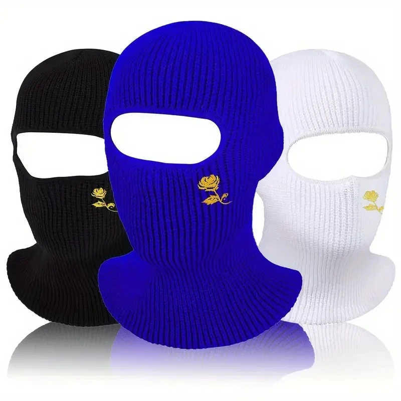 AliExpress Other 1pc Rose Embroidery Balaclava Knitted Full Face Hat for Men Women Windproof Neck Warmer Cycling Ski