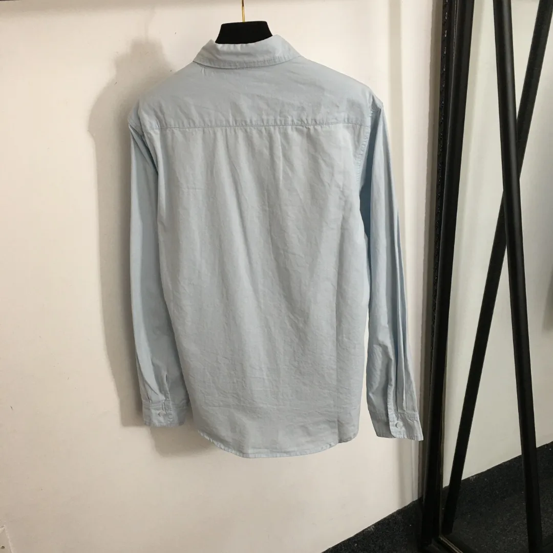 

2026 Women Clothing New Early Spring Wear Simple Style Sky Blue Long Sleeve Denim Shirt Versatile Pure Cotton Comfortable
