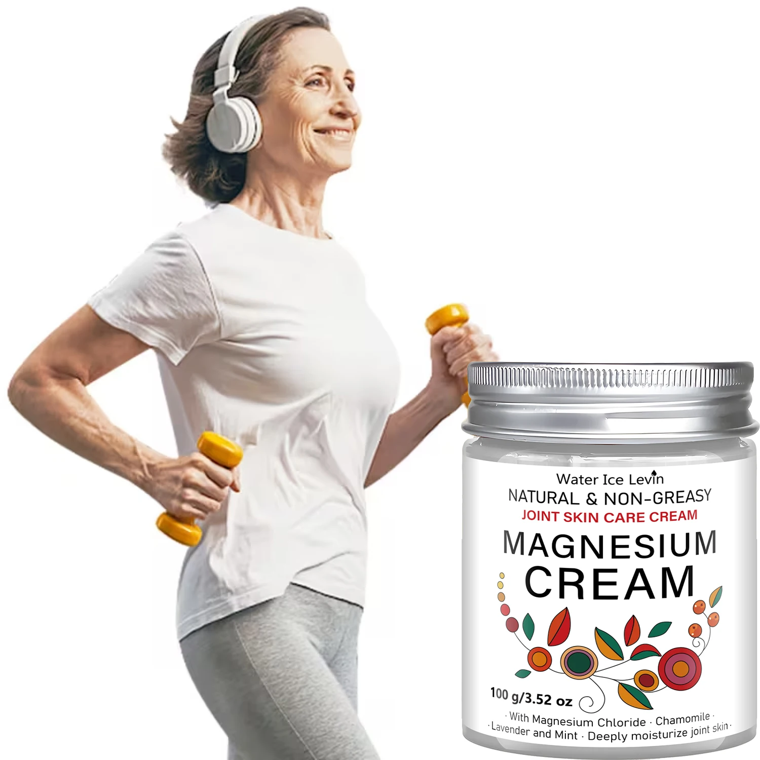 Non‑Greasy Magnesium Skin Care Cream With Chamomile Lavender Mint Gentle Deep Moisturizing Cream for Joint and Full Body Daily