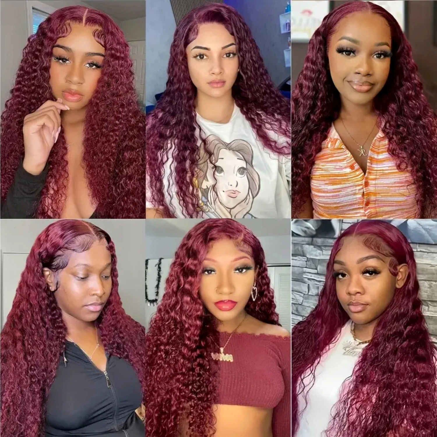 Deep Wave Lace Front Wigs Human Hair Lace Frontal Wig Burgundy 99J HD Transparent Lace 13x6 Red Colored Brazilian Hair For Women