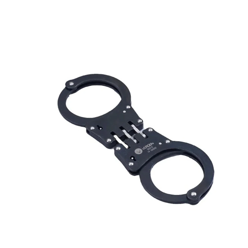 Professional Handcuffs, Stainless Steel, Double Lock, Triple Hinged, Real Handcuffs, Black Color