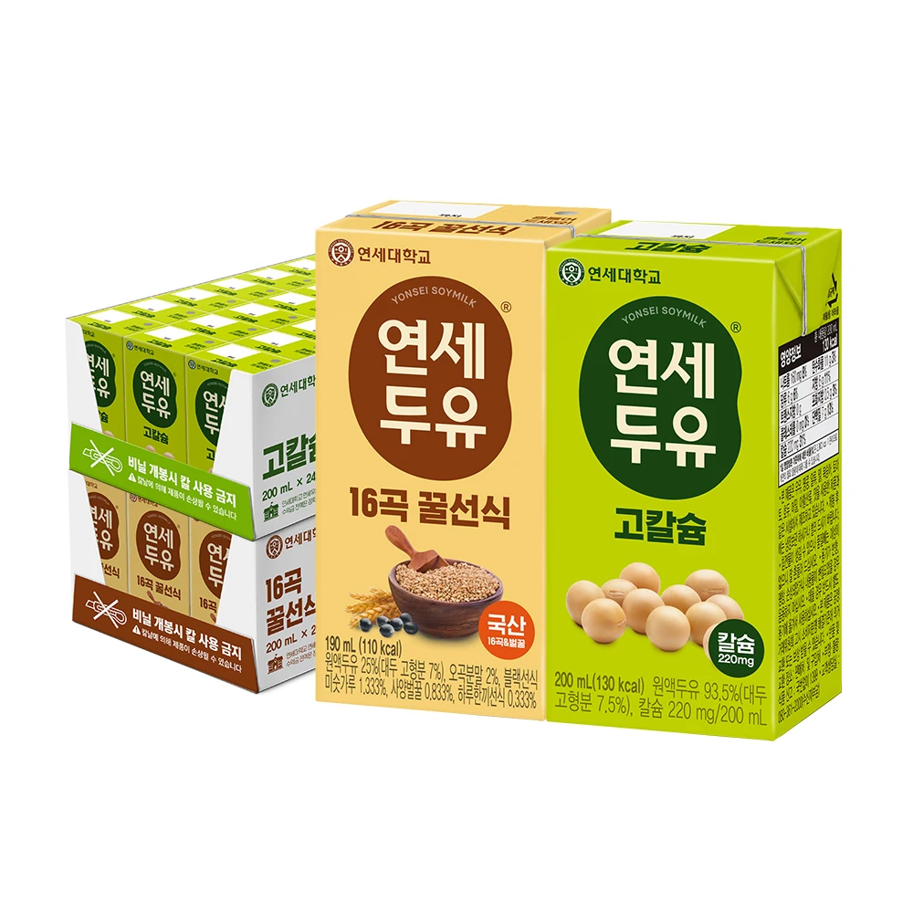 Yeonsemilk 16 grain honey-line soymilk 190ml 24 Pack + high calcium soymilk 200ml 24 pack