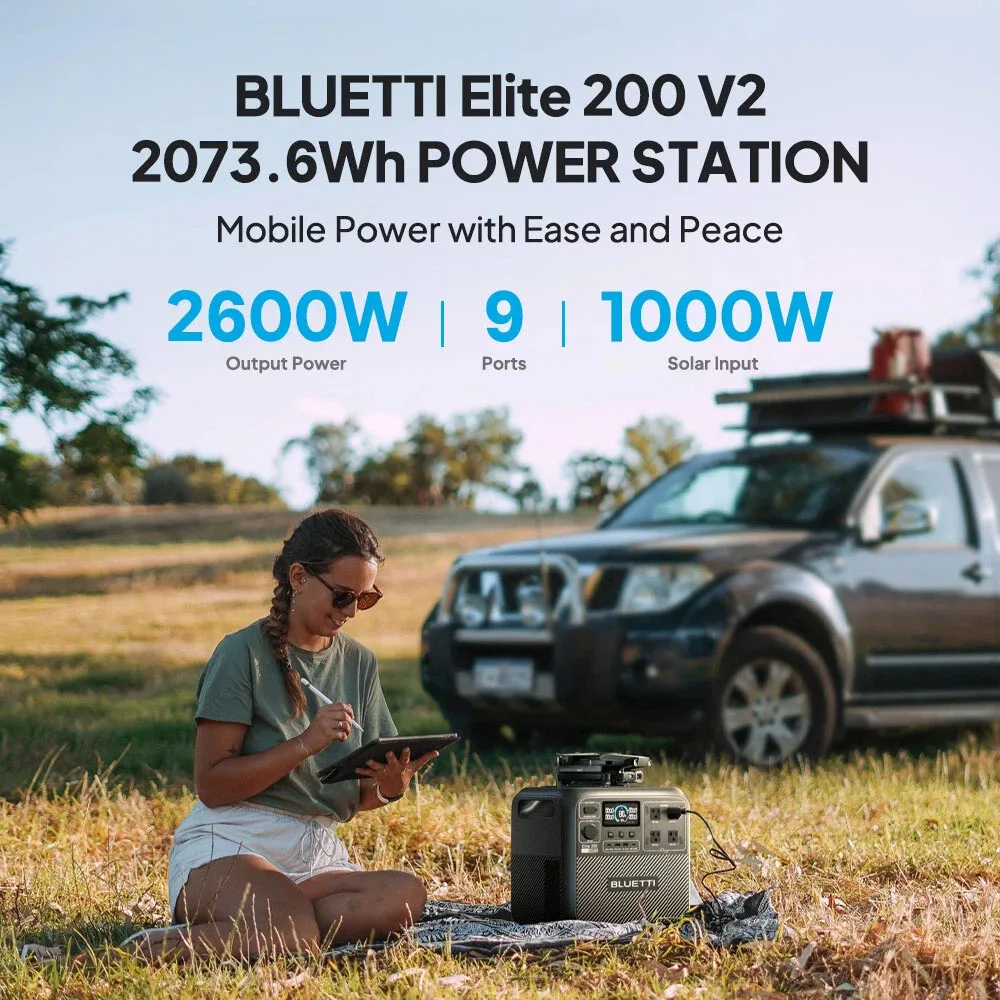 【Renew】BLUETTI Elite 200 V2 Portable Power Station 2600W 2073.6Wh High Capacity Solar Generator for Outdoor Camping view 5