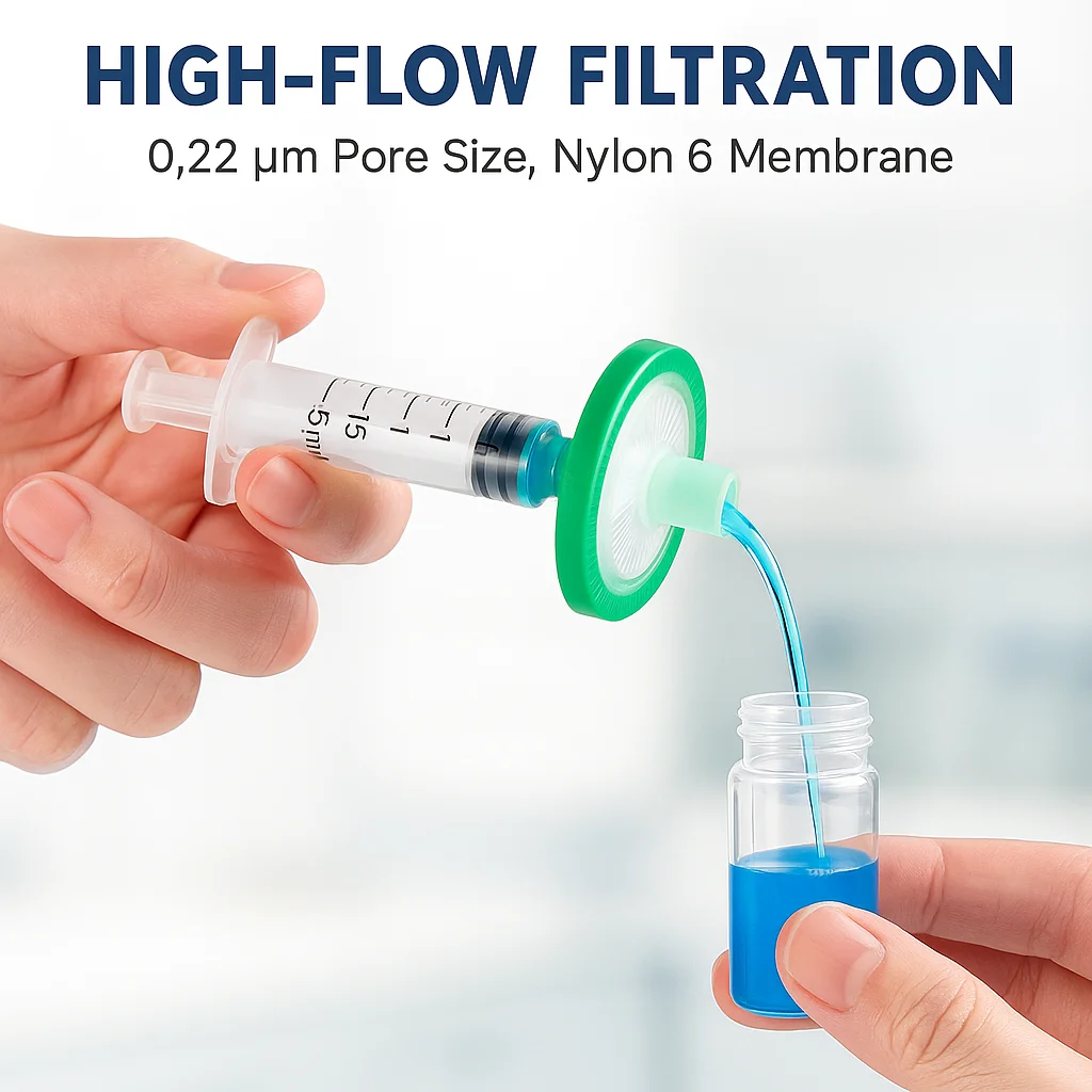 100PCS Nylon6 Syringe Filters 0.22um 0.45um Disposable Non-Sterile 13/25/33mm Laboratory Filtration for Organic Solvents