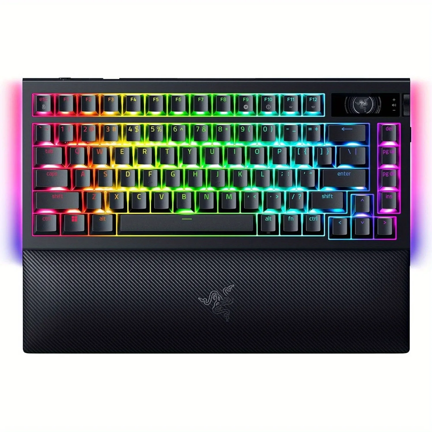 

Беспроводная игровая клавиатура Razer BlackWidow V4 Pro 75% — 4 КГц, OLED-дисплей, оранжевые переключатели, командный циферблат, возможность горячей замены