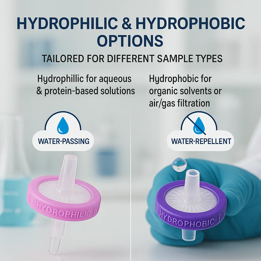 Sterile PVDF Syringe Filters 0.22μm/0.45μm Hydrophilic & Hydrophobic Disposable 13mm 25mm 33mm Lab Use
