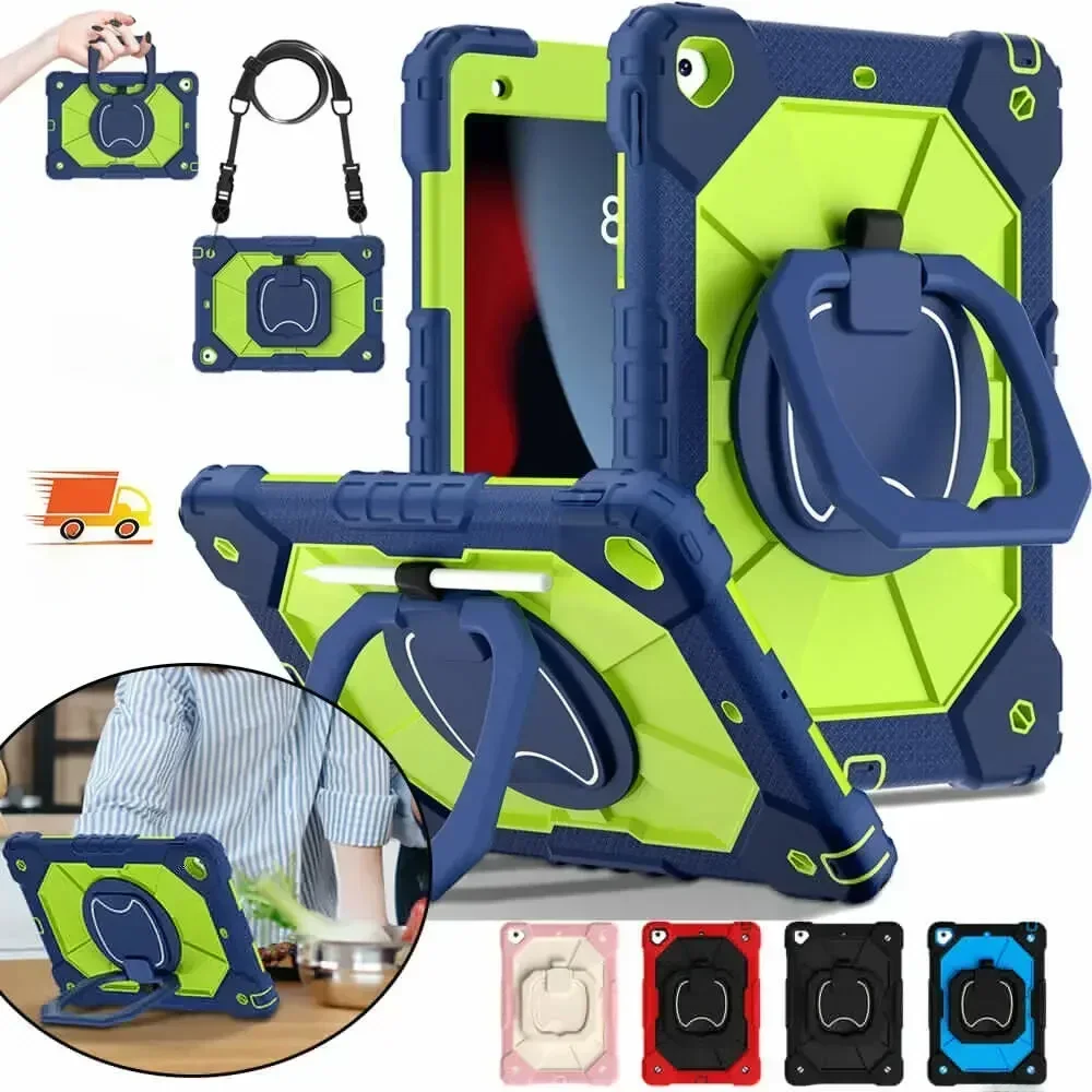 Dla IPad 9.7 7th 8th 9th 10.2 10th Gen Air 4 5 10.9 Pro 11-calowy pokrowiec na tablet dla dzieci Obrotowy uchwyt Stojak Wstrząsoodporny Wytrzymały pokrowiec — zdjęcie 2