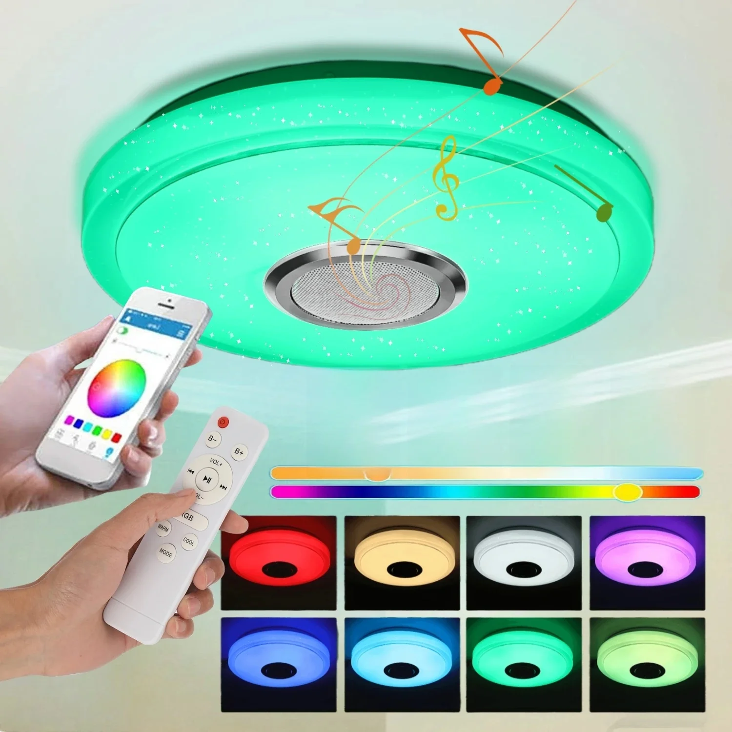 36W LED-plafondlamp RGB dimbaar met Bluetooth-luidspreker, met afstandsbediening en APP-bediening, voor slaapkamer woonkamer - afbeelding 2