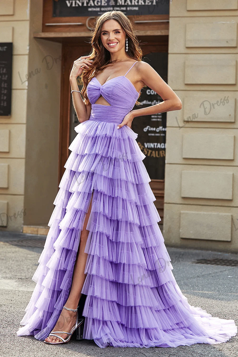 Lena Happy Sharon Dresses 2024 Gauze Ball Gowns Line A Layered Royal Engagement Dress Es Spaghetti Straps Wedding Party Dress