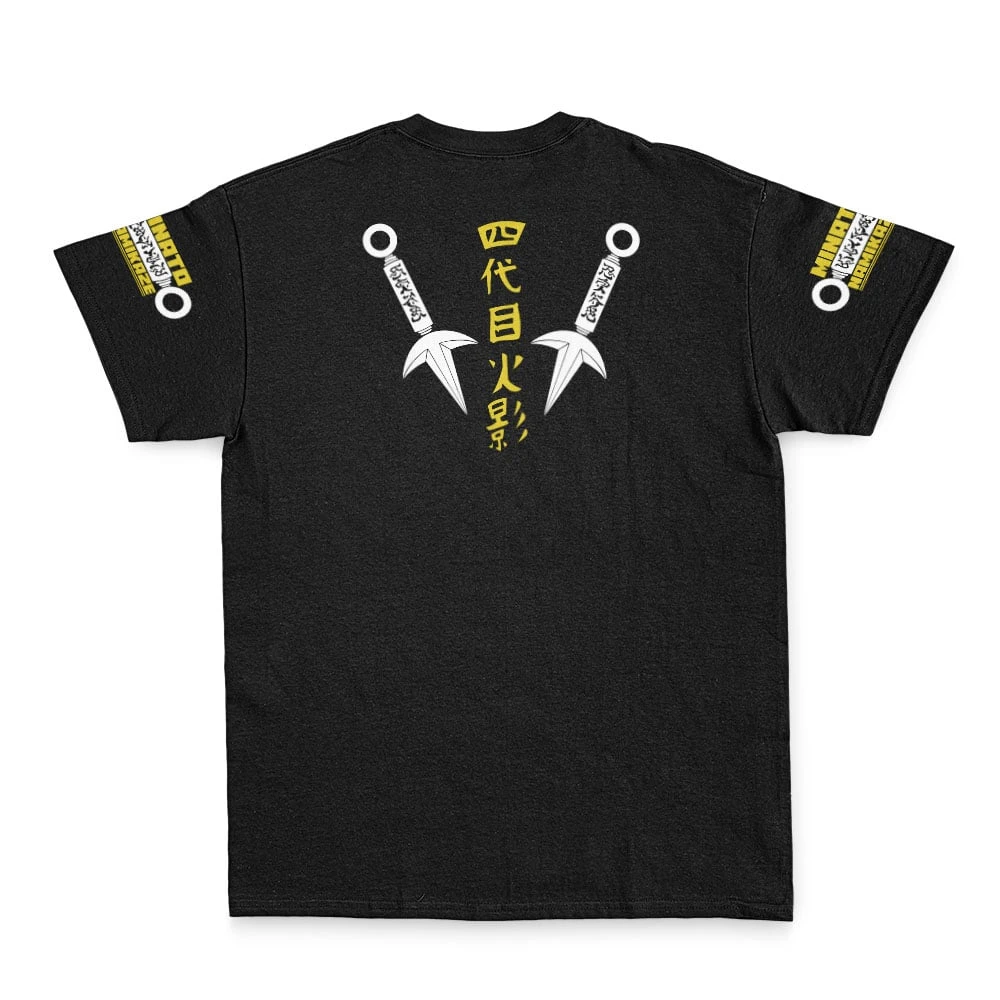 Men's Naruto Minato Namikaze Yellow Flash Graphic T-Shirt, Black Anime Vintage Cotton Short Sleeve Tee