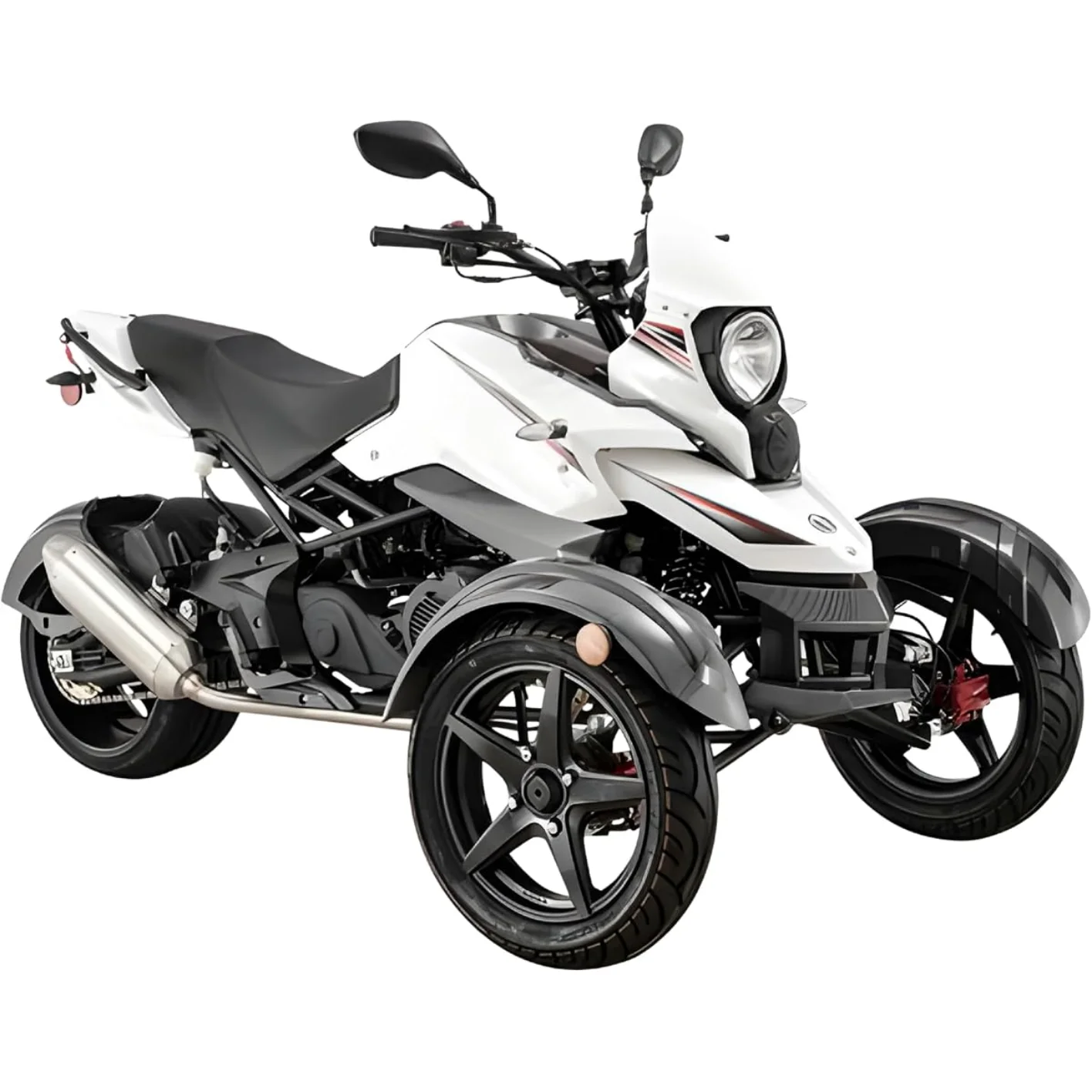 200CC AUTOMAT!C STREET-LEGAL TR!KE SCOOTER CAL!FORN!A LEGAL 3-WHEEL MOTORCYCLE VV!TH REVERSE A!R-COOLED 4-STROKE ENG!NE ELECTR!C START DUAL FRONT SUSPENS!ON PREM!UM TOUR!NG DES!GN