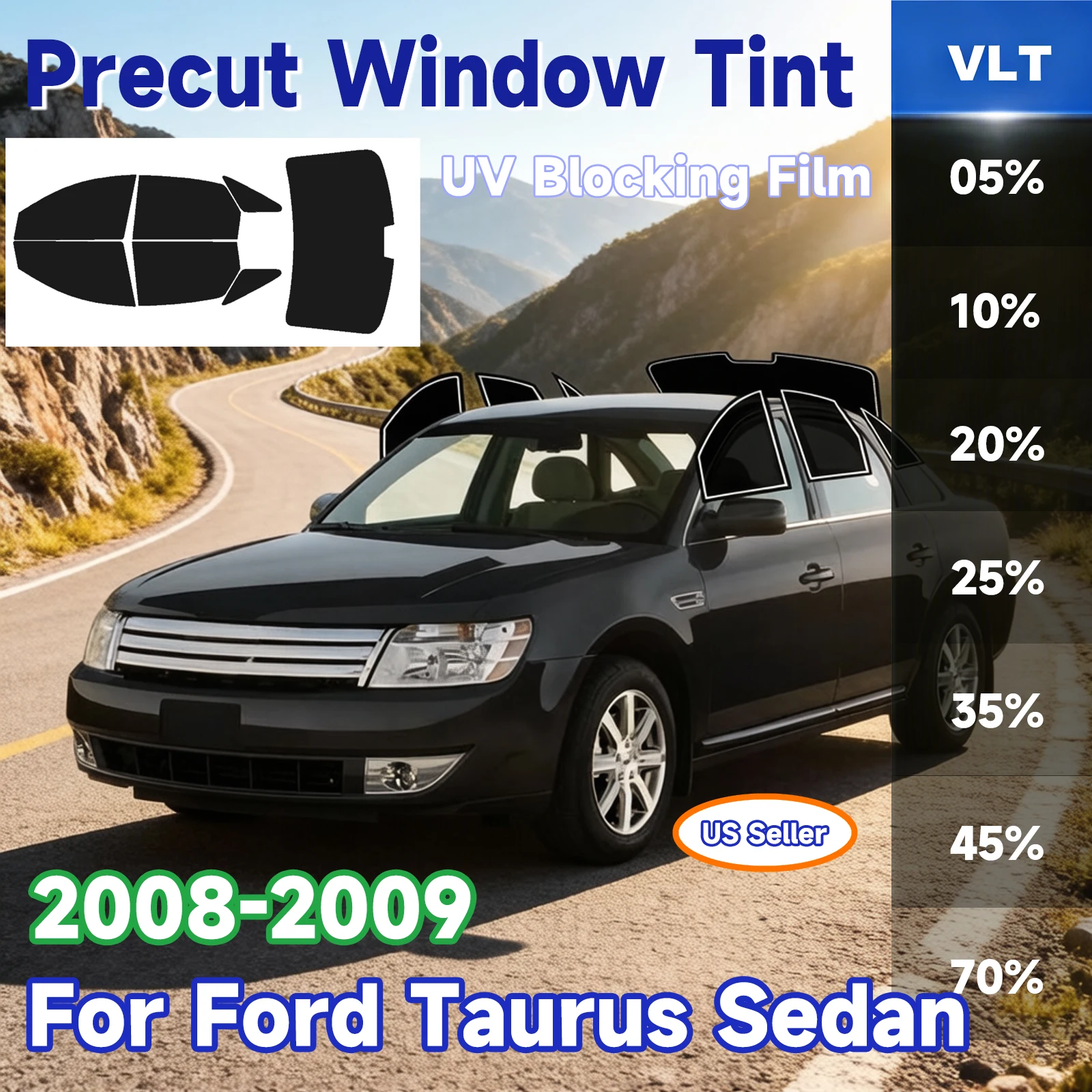 

Предварительно нарезанная тонировочная пленка для окон автомобиля Ford Taurus Sedan 2008-2009: защита от солнца, УФ-излучения, ИК-излучения, нагрева и бликов, двухслойная защитная пленка для окон, пленка для конфиденциальности, солнцезащитная пленка.
