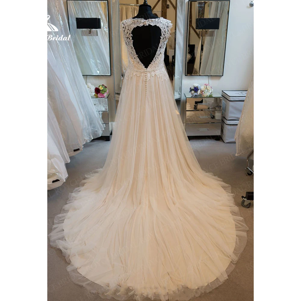 Beauty Wedding Dress 2023 Bohemian V Neck Lace Tulle Beach Party Gown Vintage Applique Vestido De Noiva Civil Simple Women Skirt