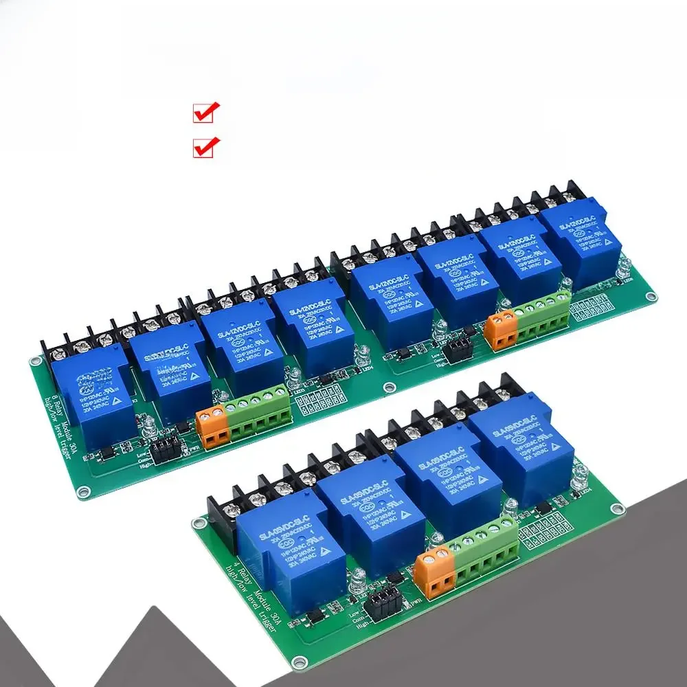 4 8 moduł przekaźnikowy 30A z izolacja transoptorowa 5V 12V 24V obsługuje wysoki i niski wyzwalacz Triger — zdjęcie produktu 7