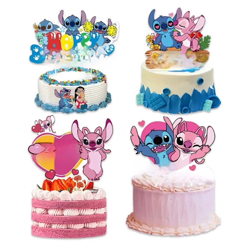 Disney-Stitch Theme Cake Decoração, Cake Card Topper, Kids, Boys Birthday Party Supplies, Baby