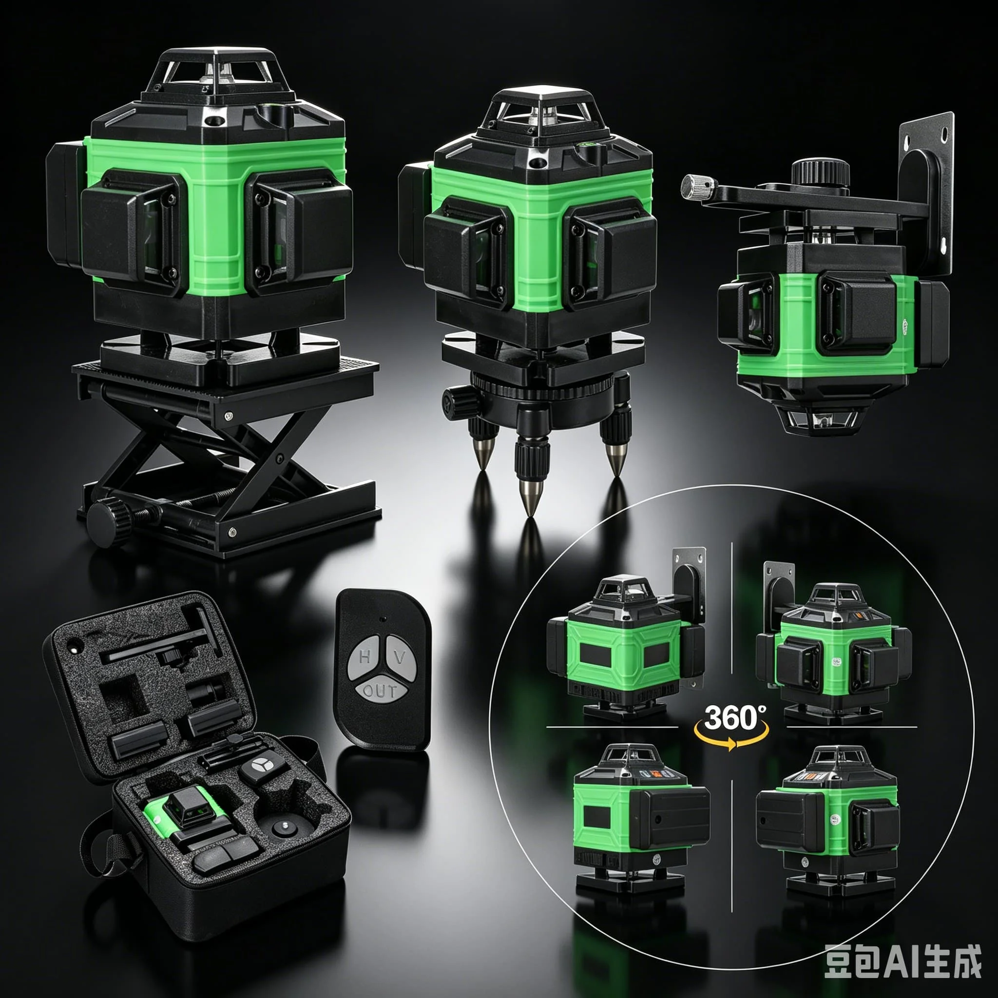 Niveau laser vert 4D 16 lignes auto-nivelant, 360° °   Haute précision horizontale et verticale pour la construction